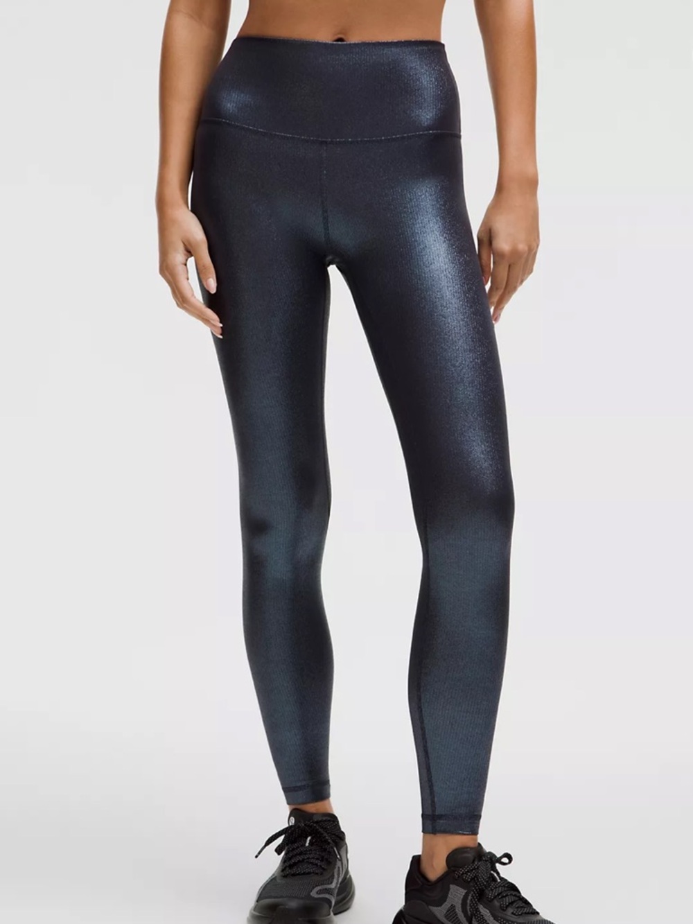 lululemon athletica Black Metallic Ribbed Leggings